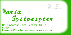maria szilveszter business card